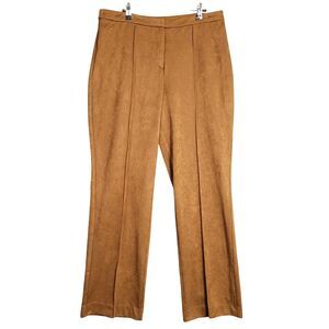 NWT TAHARI Brown Front Seam Twill Straight Leg Hi Rise Pants SIZE 16